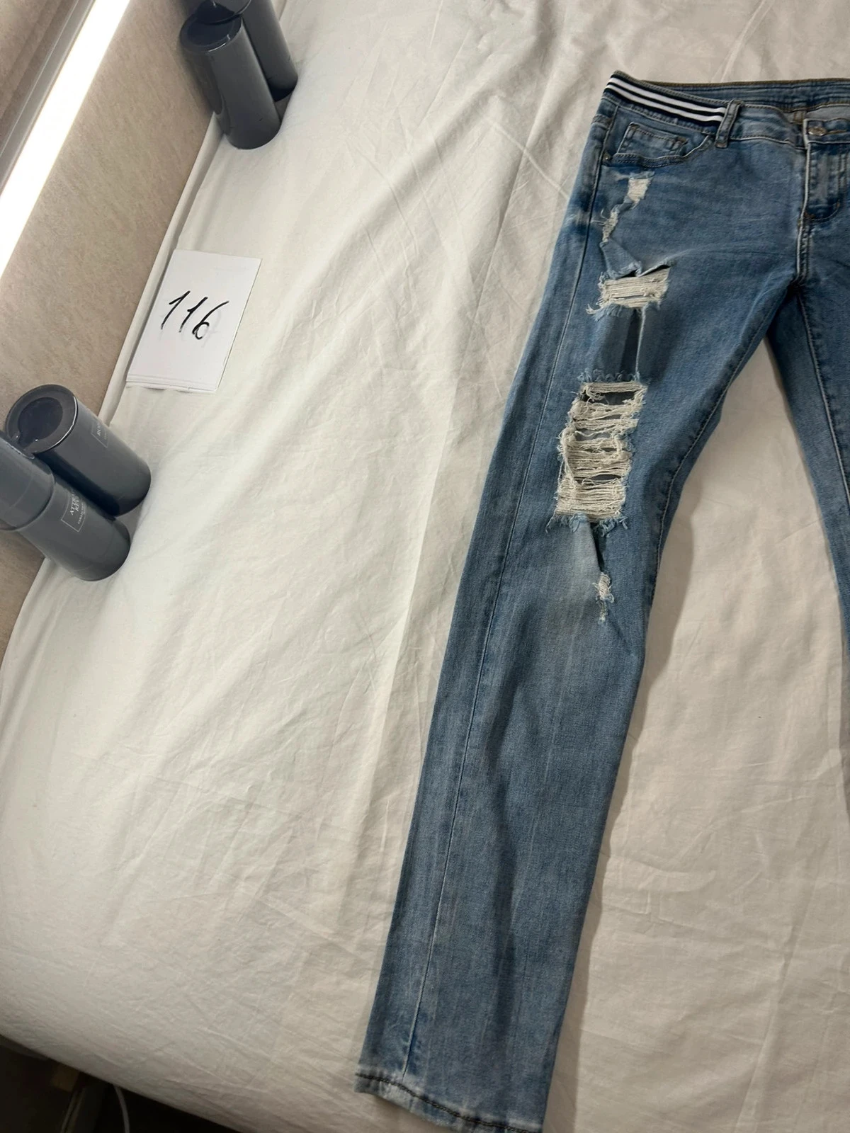 Navy blue vintage distressed jeans – photo 3